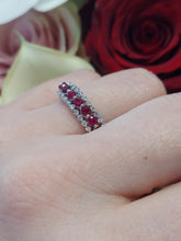 Load image into Gallery viewer, Three Row Ruby &amp; Diamond Band - 14K White Gold