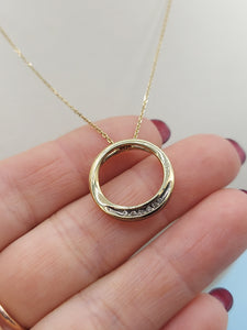 Open Circle Diamond Charm- 10K Yellow Gold