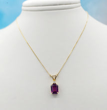 Load image into Gallery viewer, Grape Garnet Pendant on Cable Chain - 14K Yellow Gold - Marie&#39;s Custom Design