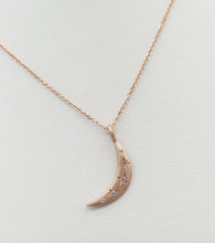 Load image into Gallery viewer, Diamond Moon And Stars Necklace - 14K Rose Gold