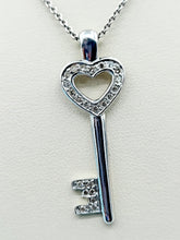 Load image into Gallery viewer, Diamond Key To My Heart Pendant &amp; Chain - 14K White Gold