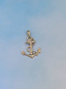 Anchor Crucifix Pendant - 14K Yellow Gold