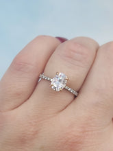 Load image into Gallery viewer, 1.25 Carat Oval Moissanite Diamond Engagement Ring - 14K White &amp; Rose Gold