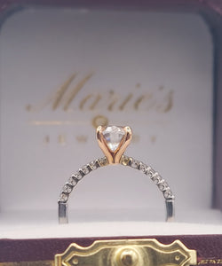 1.25 Carat Oval Moissanite Diamond Engagement Ring - 14K White & Rose Gold