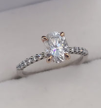 Load image into Gallery viewer, 1.25 Carat Oval Moissanite Diamond Engagement Ring - 14K White &amp; Rose Gold