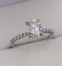 Load image into Gallery viewer, 1.25 Carat Oval Moissanite Diamond Engagement Ring - 14K White &amp; Rose Gold