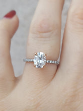 Load image into Gallery viewer, 1.25 Carat Oval Moissanite Diamond Engagement Ring - 14K White &amp; Rose Gold