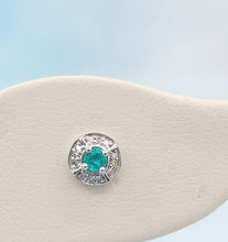 Load image into Gallery viewer, Emerald and Diamond Stud Earrings - 14K White Gold