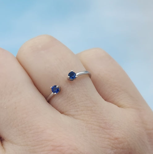 Dainty Open Sapphire Ring - 14K White Gold