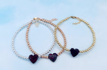 Load image into Gallery viewer, Wine “Opal Heart” Beaded Bracelet - Sterling Silver- Our Whole Heart