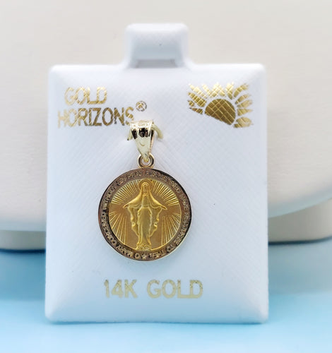 Miraculous Medal Pendant - 14K Yellow Gold