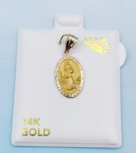 Oval Saint Christopher Medal - 14K Gold