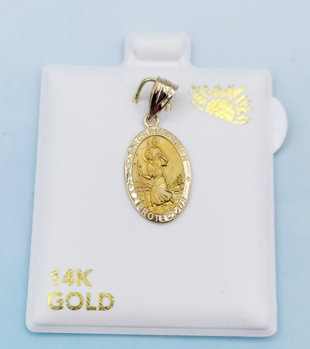 Oval Saint Christopher Medal - 14K Gold