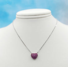 Load image into Gallery viewer, Pink Puffy Heart Necklace - Sterling Silver