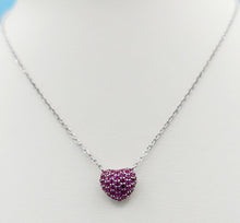 Load image into Gallery viewer, Pink Puffy Heart Necklace - Sterling Silver