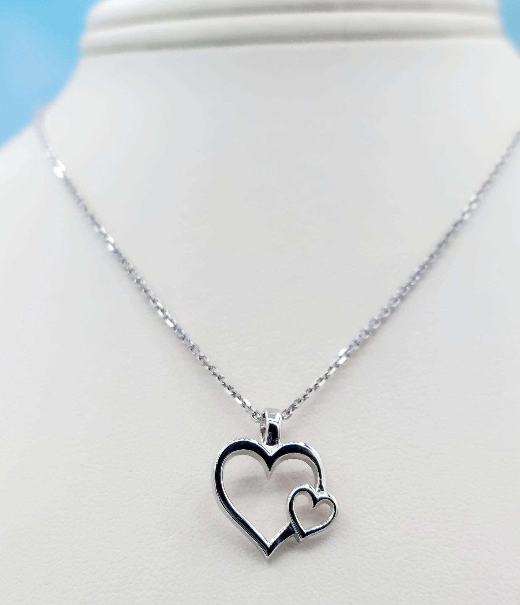 Sterling Silver Necklace w/ Double Heart Charm – L.I.T (Living In