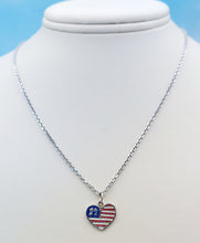 Load image into Gallery viewer, American Flag Heart Necklace - Sterling Silver
