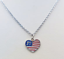Load image into Gallery viewer, American Flag Heart Necklace - Sterling Silver