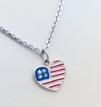 Load image into Gallery viewer, American Flag Heart Necklace - Sterling Silver