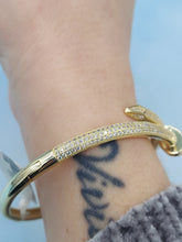 Load image into Gallery viewer, Pave CZ Nail Bangle - Designer Inspired - Gold Plated 925