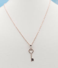 Load image into Gallery viewer, Key To My Heart Pendant &amp; 16 Inch Singapore Chain - 14K Rose Gold