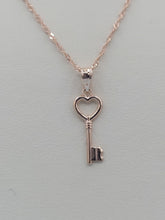 Load image into Gallery viewer, Key To My Heart Pendant &amp; 16 Inch Singapore Chain - 14K Rose Gold