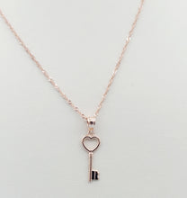 Load image into Gallery viewer, Key To My Heart Pendant &amp; 16 Inch Singapore Chain - 14K Rose Gold