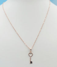 Load image into Gallery viewer, Key To My Heart Pendant &amp; 16 Inch Singapore Chain - 14K Rose Gold