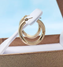 Load image into Gallery viewer, Curved Matte and Shiny Hoops - 14K