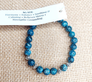 Blue Agate Beaded Bracelet - Elena Michele