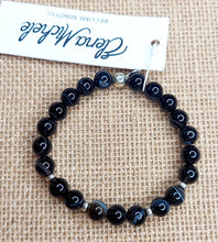 Load image into Gallery viewer, Black Banded Agate Beaded Bracelet