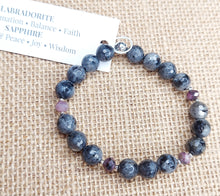 Load image into Gallery viewer, Labradorite &amp; Sapphire Beaded Bracelet