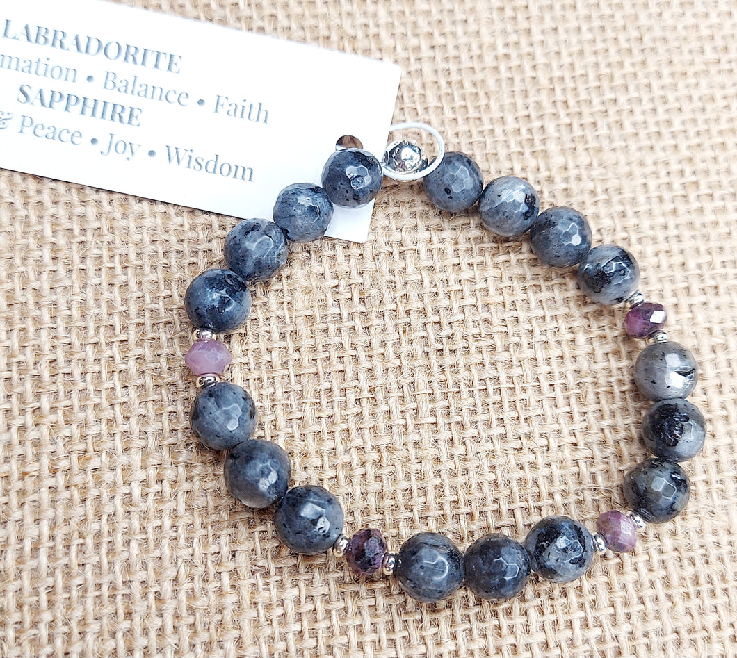 Labradorite & Sapphire Beaded Bracelet