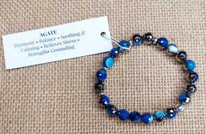 Blue/Silver Mystic Agate Beaded Bracelet