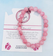 Load image into Gallery viewer, &quot;Love&quot; Pink Jade Stacker Bracelet - TJazelle