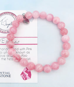 "Love" Pink Jade Stacker Bracelet - TJazelle