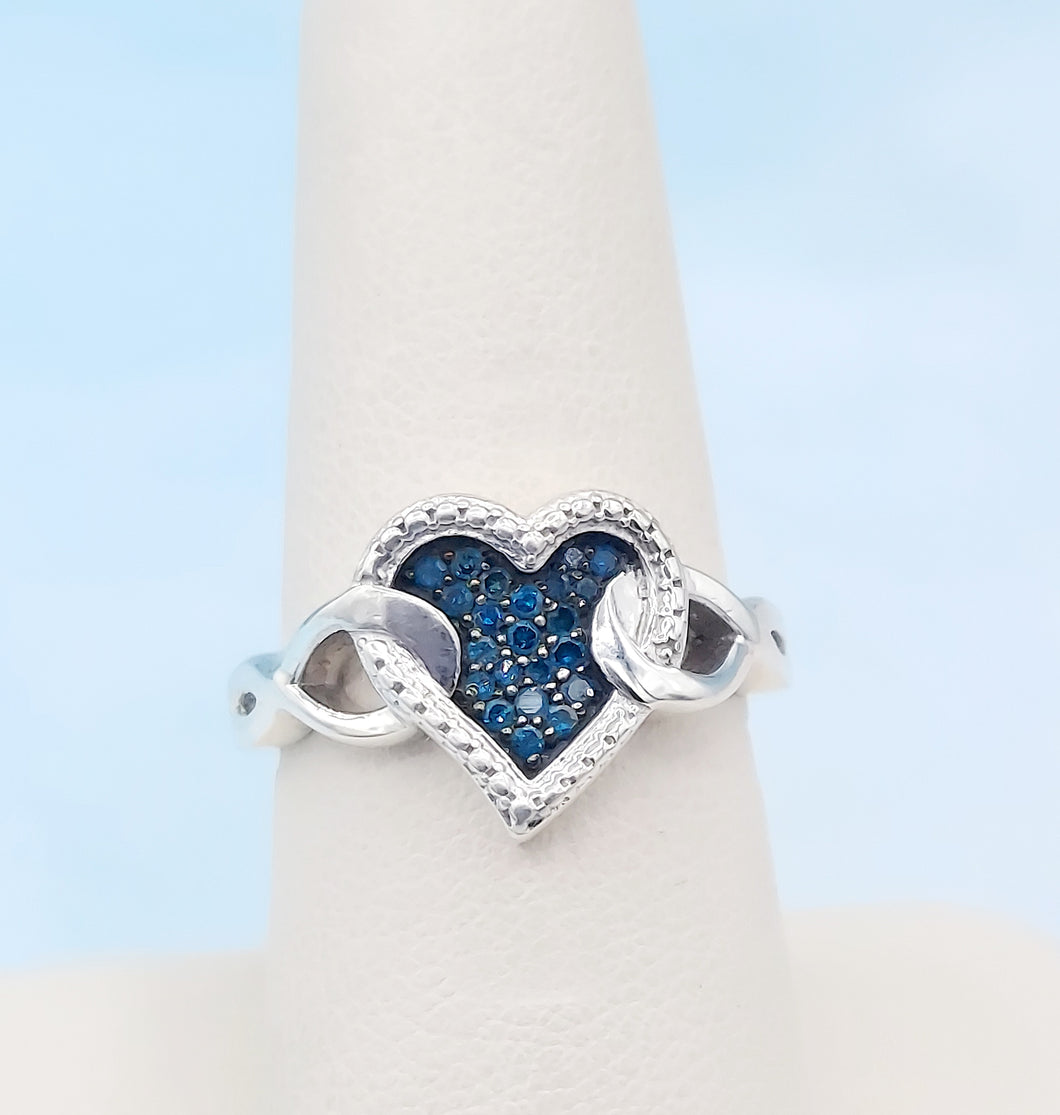 Blue diamond sterling silver ring Outlet