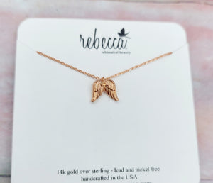 Angel Wings Necklace - Rose Gold Plated