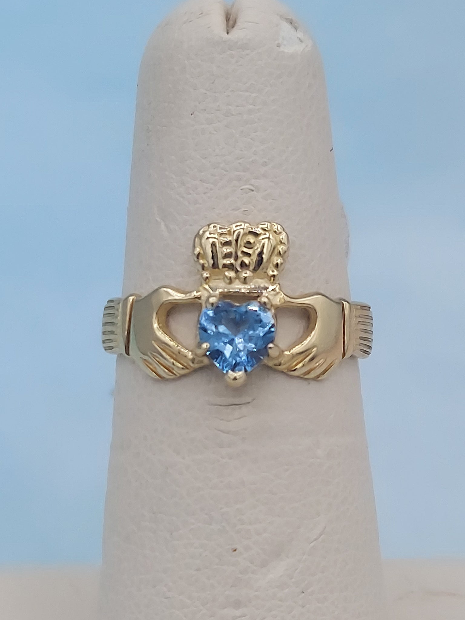 Blue topaz clearance claddagh ring