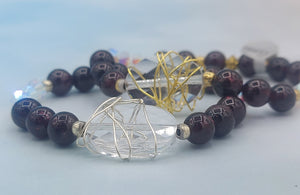Garnet Wire Wrapped Beaded Bracelet