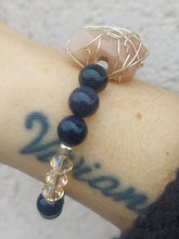 Load image into Gallery viewer, Blue Sparkle Sandstone with Wire Wrapped Stone Beaded Bracelet