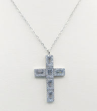 Load image into Gallery viewer, Baguette CZ Cross Necklace - Sterling Silver