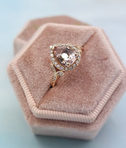 Pear Shaped Morganite and Diamond Ring - 14K Rose Gold