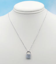 Load image into Gallery viewer, CZ Lock Necklace - Sterling Silver