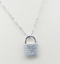 Load image into Gallery viewer, CZ Lock Necklace - Sterling Silver