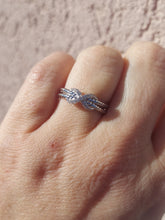 Load image into Gallery viewer, Petite X Ring with CZ's - Sterling Silver
