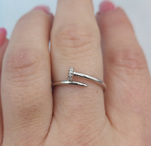 Load image into Gallery viewer, Nail Ring with CZ Accents - Sterling Silver