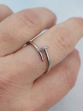 Load image into Gallery viewer, Nail Ring with CZ Accents - Sterling Silver