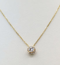 Load image into Gallery viewer, .25 Carat Diamond with Halo Necklace - 14K Yellow Gold