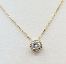 Load image into Gallery viewer, .25 Carat Diamond with Halo Necklace - 14K Yellow Gold